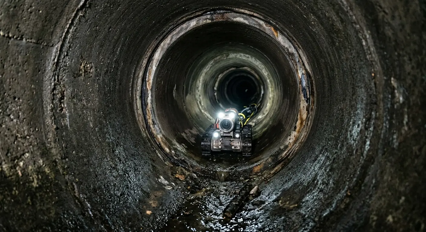 Robotic sewer camera inspecting pipe interior for Drain Snake Service in Ashtabula